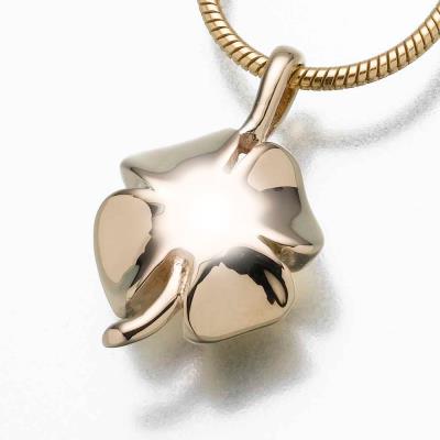 14K gold four leaf clover cremation pendant necklace